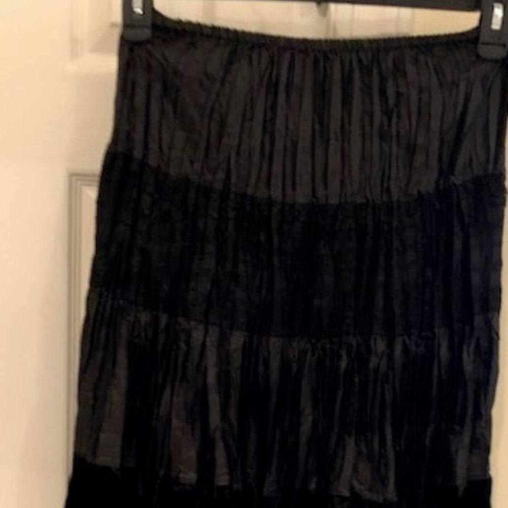 NEW Sunny Leigh black velveteen mix maxi skirt